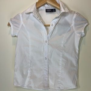 White Uniform Button Down Blouse
